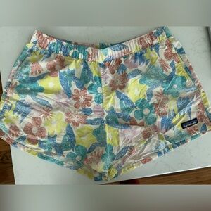 Patagonia Multicolor Floral Athletic Shorts - Teal, Yellow, Pink